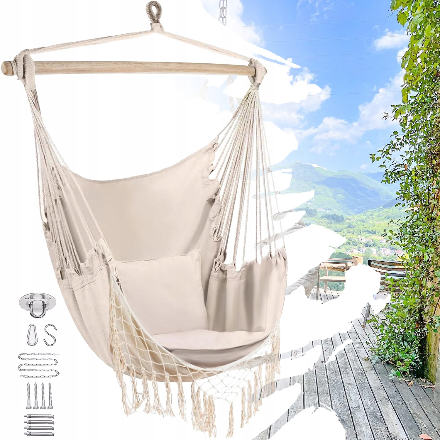 Závěsné Křeslo, Houpací Křeslo, Závěsné Houpací Křeslo S Pohodlným Polštářem