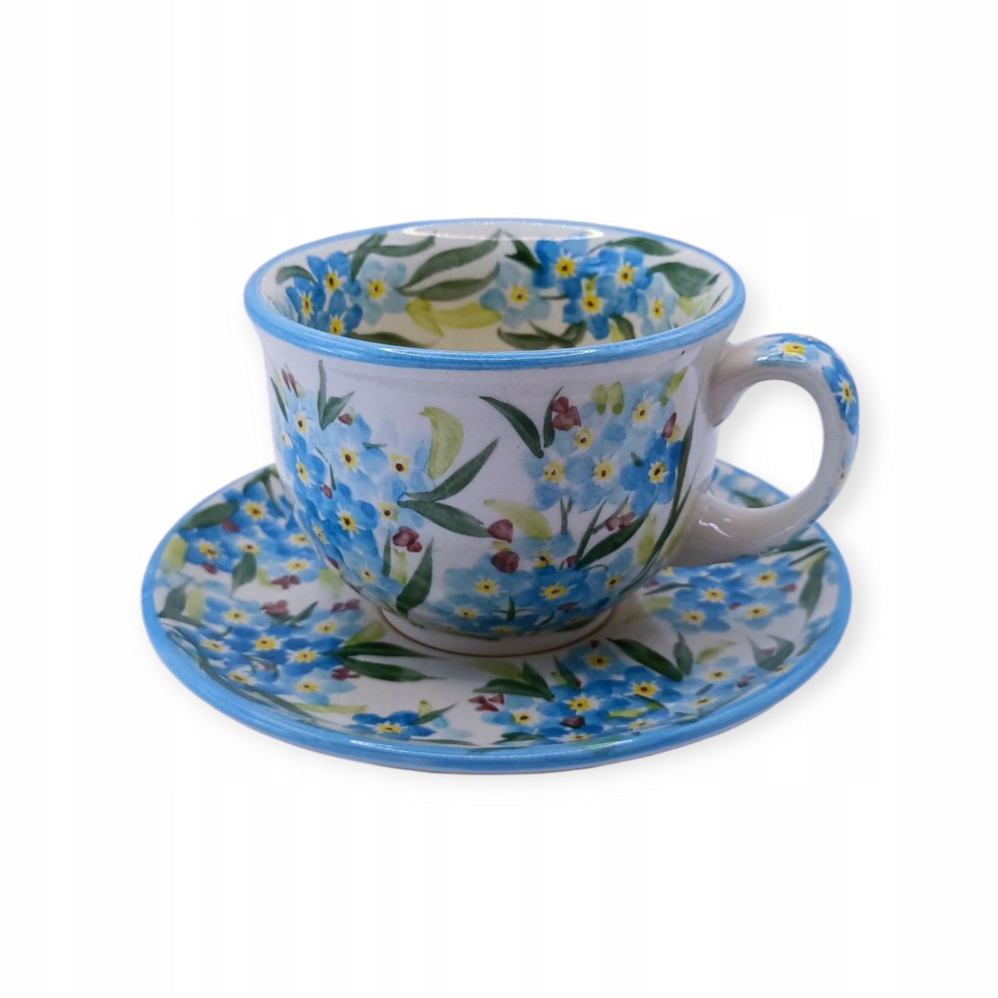 FILIŻANKA DO KAWY ZE SPODKIEM NIEZAPOMINAJKI KWIATY