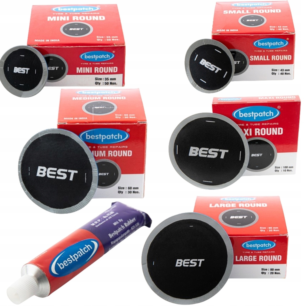 Zestaw łatek dętkowych BESTPATCH + kleje 30ml