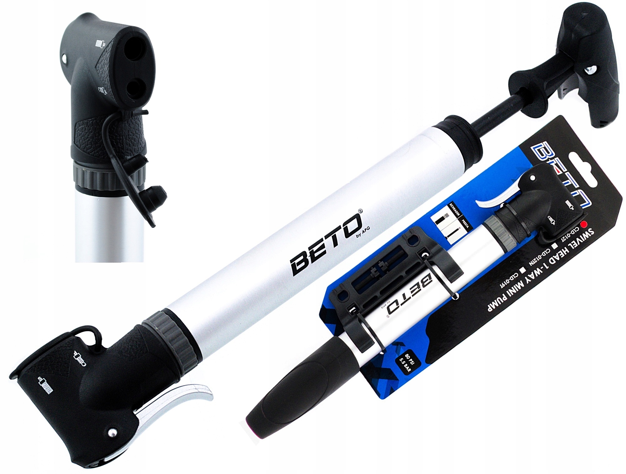 Pompka ręczna Beto CLD-012T 80PSi 5.5BAR AV/Presta/Dunlop