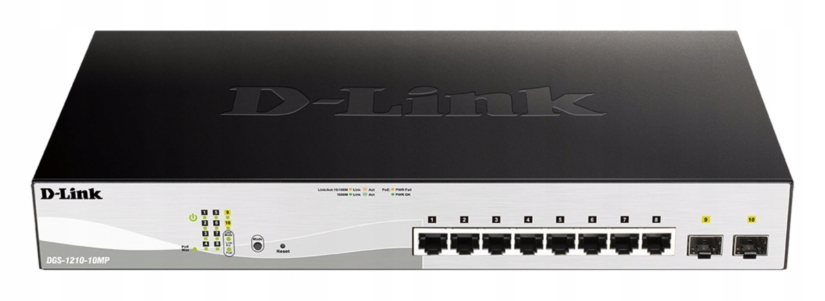 Spravovateľný switch D-Link DGS-1210-10MP, 10 portov
