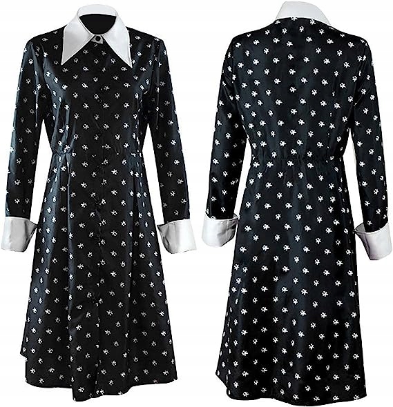 SUKIENKA WEDNESDAY ADDAMS PRZEBRANIE HALLOWEEN WZORKI STRÓJ KARNAWAŁOWY M Model ROZMIAR M
