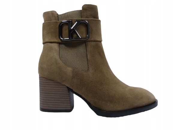 Zemité dámské kotníkové boty na podpatku, kožené, elegantní dámské boty Karino 37