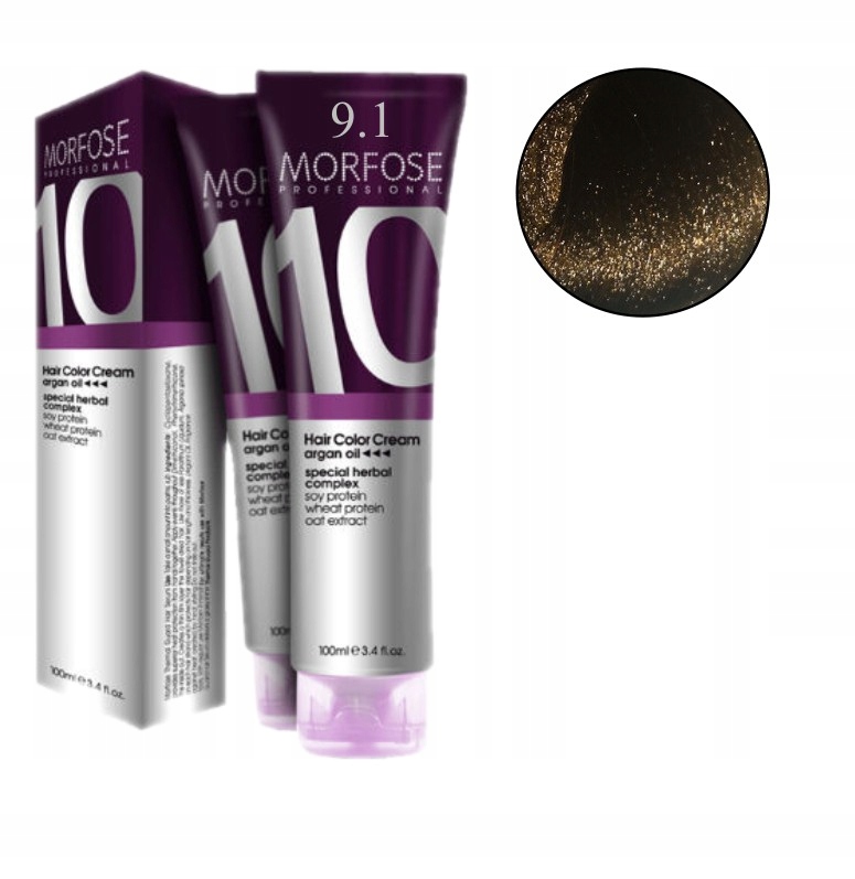 MORFOSE 10 CREME FARBA DO WŁOSÓW KREM KOLORYZUJĄCY ARGAN OIL 9.1 100ML