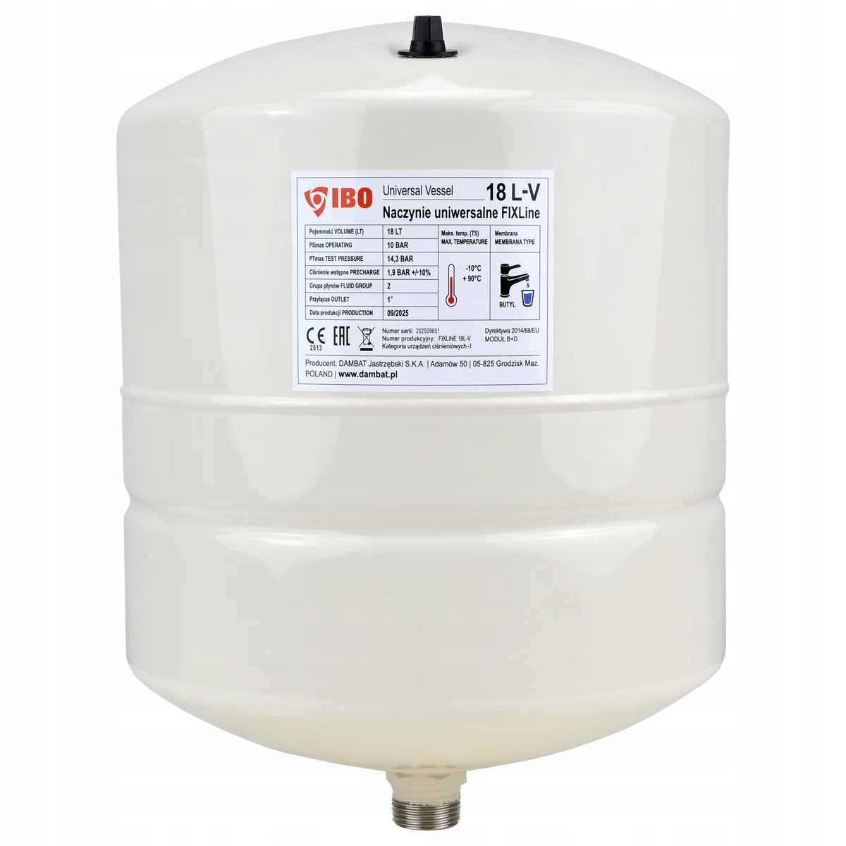 Ibo Membránová nádoba FIXline 18L-V vertikální univerzální Co/cwu