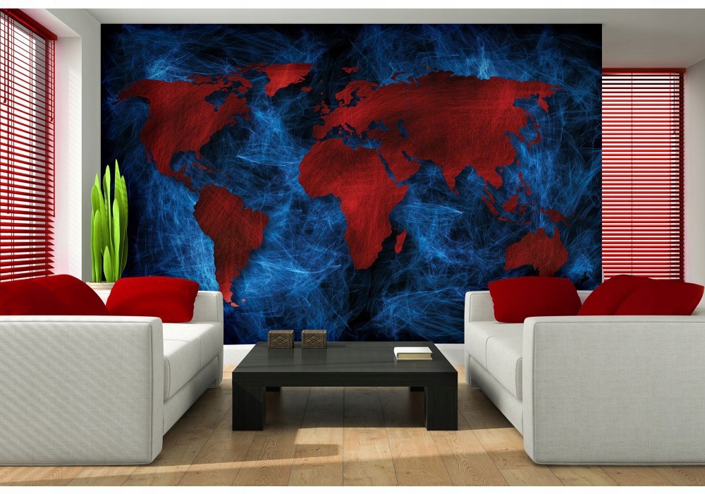 Fototapeta Mapa sveta Abstrakcia Modrá vinylová 368x254 lepidlo
