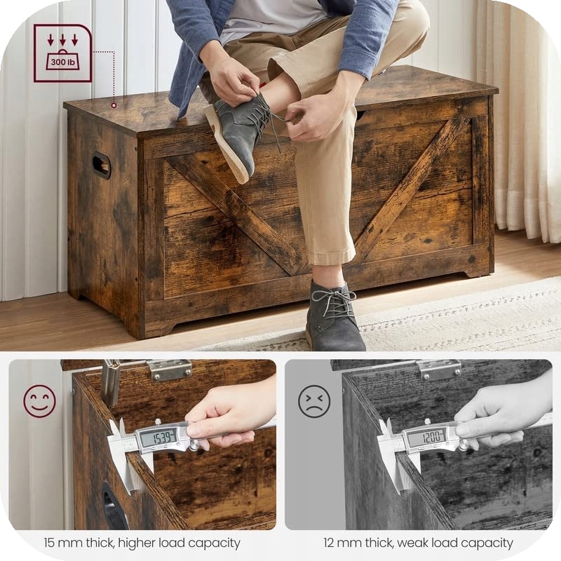 Skrzynia Pojemnik do Przechowywania 150L Organizer Rustykalny LOFT VINTAGE Głębokość mebla 40.11 cm