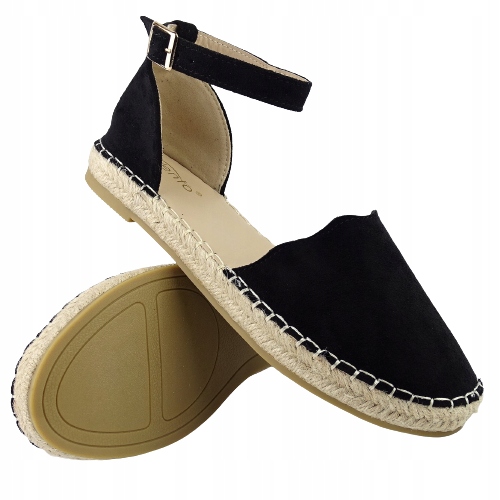 

Sandały Damskie Espadryle Czarne Zamsz Niskie r 40