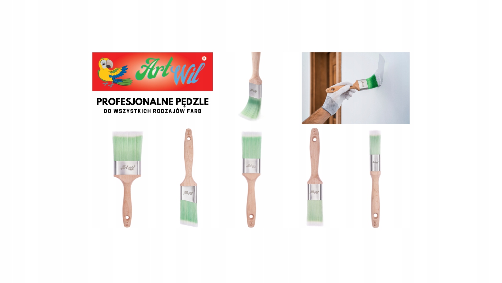 PROFESJONALNY PĘDZEL MALARSKI PŁASKI ARTWIL 38mm Kształt pędzla płaski prosty