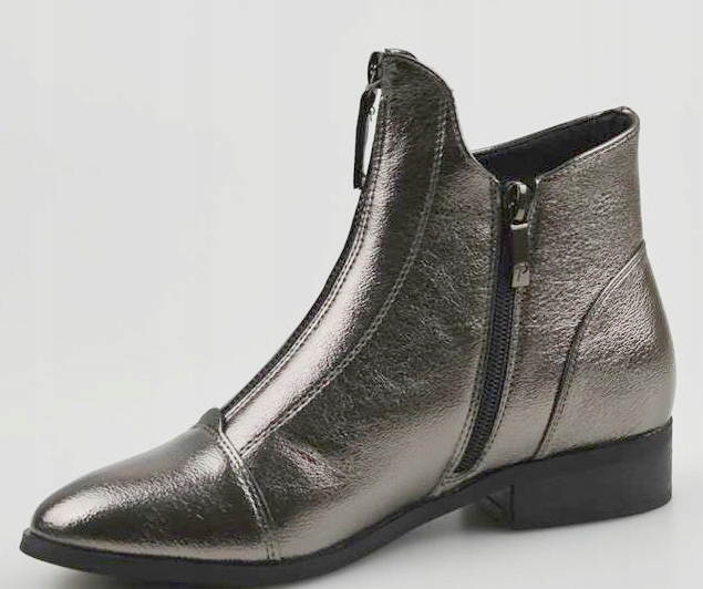 POTOCKI Botki Srebrne Metaliczne 12308 r.41 Marka Potocki