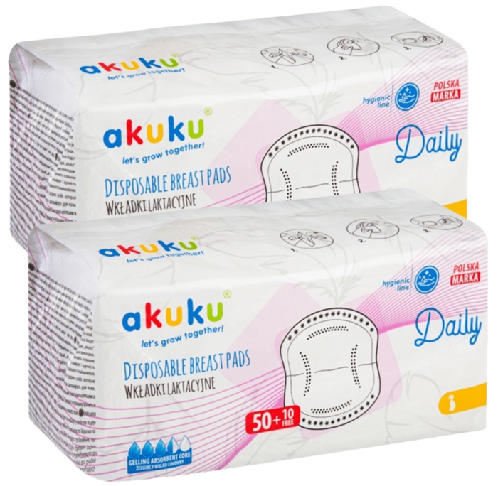 

Chłonne Wkładki Laktacyjne Akuku Daily 2PAK 120SZT