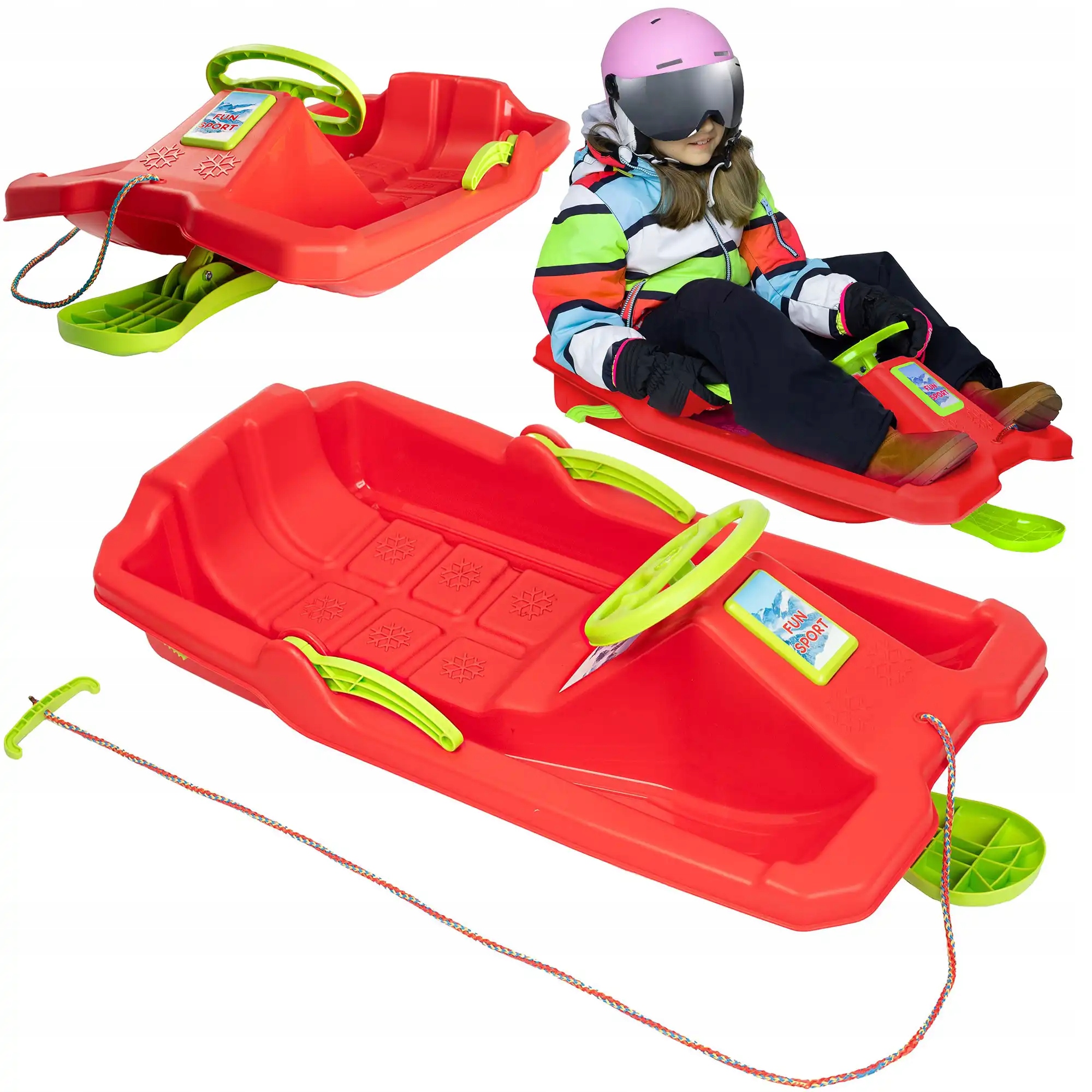 Sanki z kierownicą plastikowe ślizgacz dla dzieci zjazdowy z hamulcami