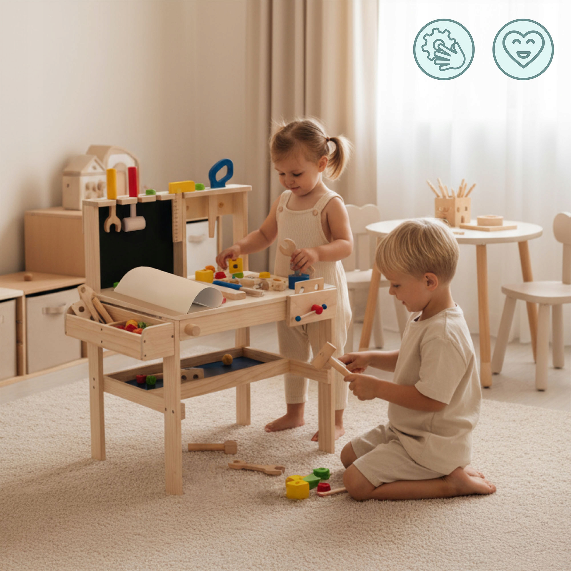 Drewniany Zestaw Majsterkowicza Warsztat XXL - 75 elementów