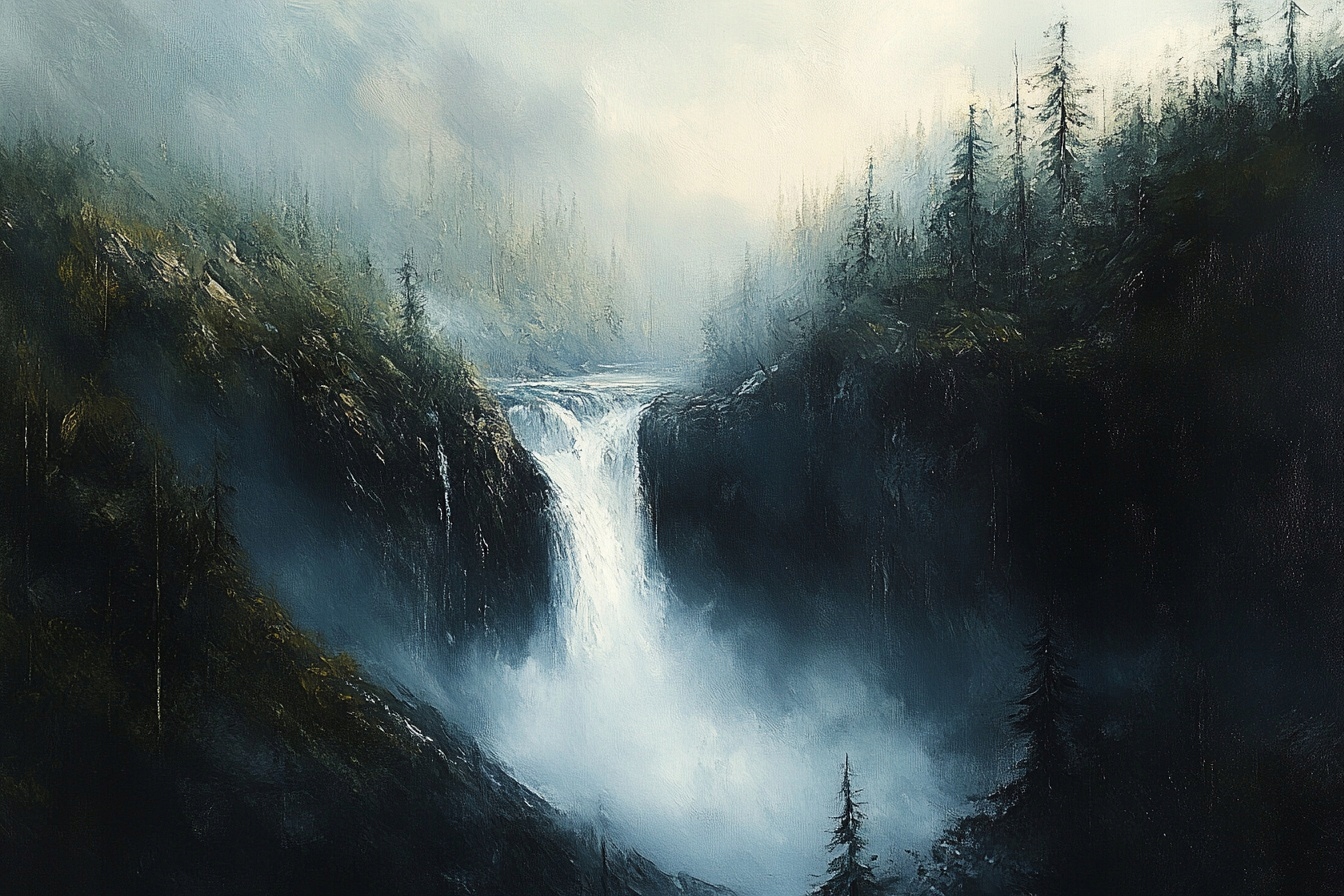 Obraz Na Plátně Canvas Krajina Hory Les Vodopád Řeka Temnota Příroda 120x80