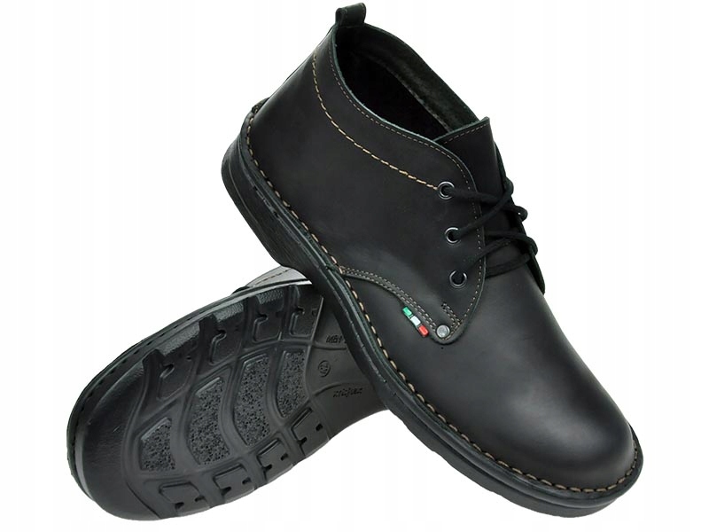MĘSKIE POLSKIE TRZEWIKI SKÓRZANE 055 CZARNY 43