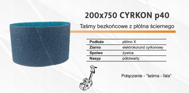 PAS ŚCIERNY BEZKOŃCOWY TAŚMA 200x750 CYRKON P40 Kod producenta 002