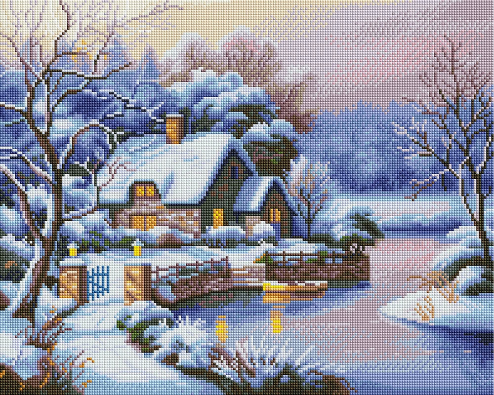 Diamantová mozaika na plátně 40x50 Ipicasso Útulný domek v lese