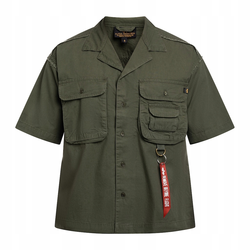 Pánská košile Alpha Industries Aloha Safari Short Sleeve Dark Olive XXL
