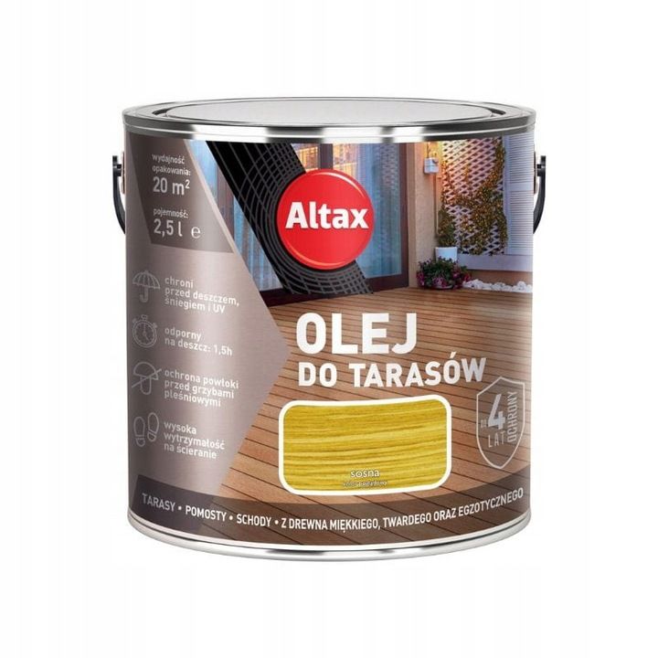 Altax Olej do drewna do tarasu drewno egzotyczne schody 2,5l sosna