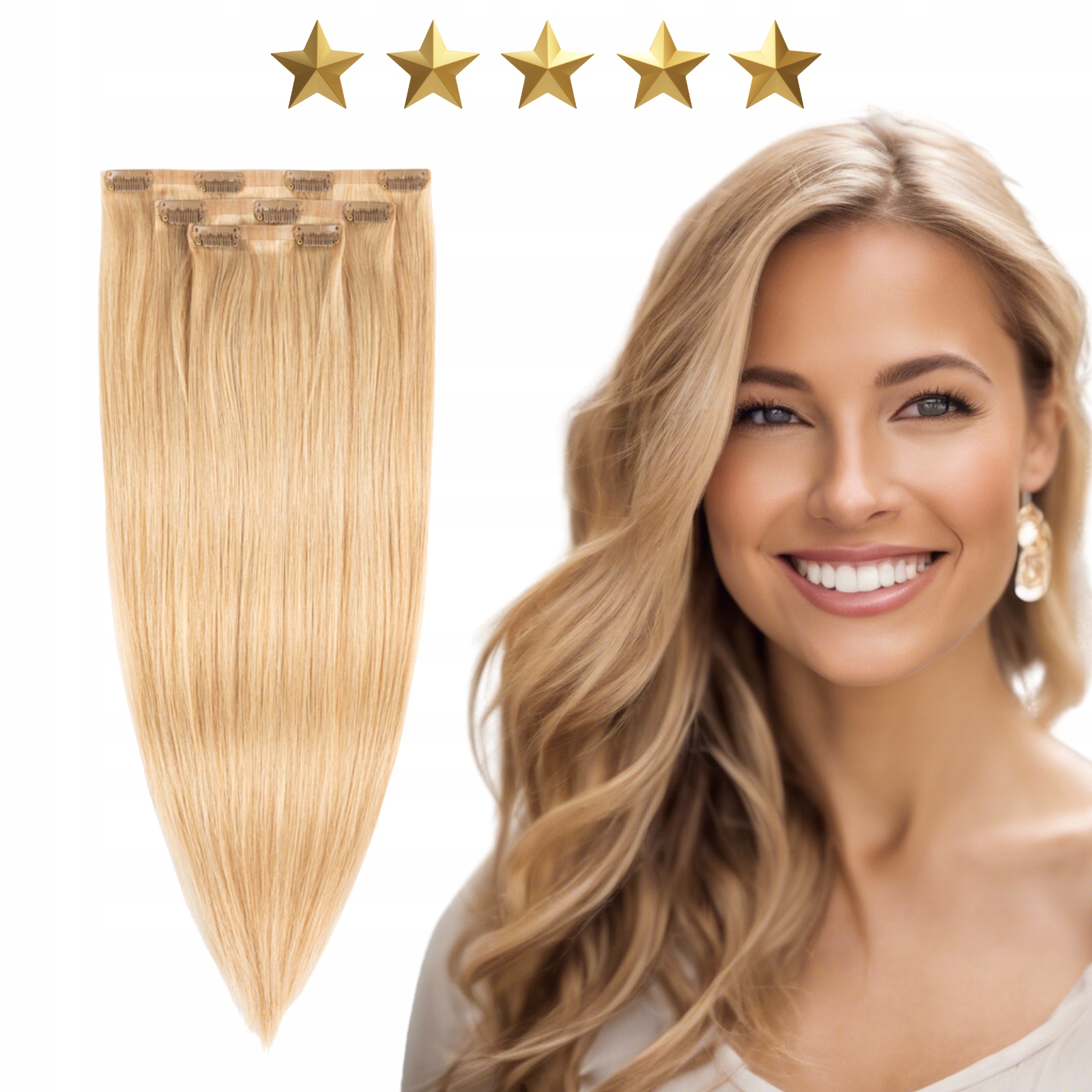 Přírodní bezešvé vlasové doplňky Clip In 50 cm 60 g #20/14 Boho blond