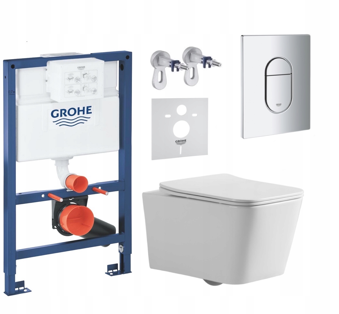 7v1 Wc Sada, Stelaz Grohe, Wc Miska Tornado Imprese, Tlačidlo Fresh Chrom