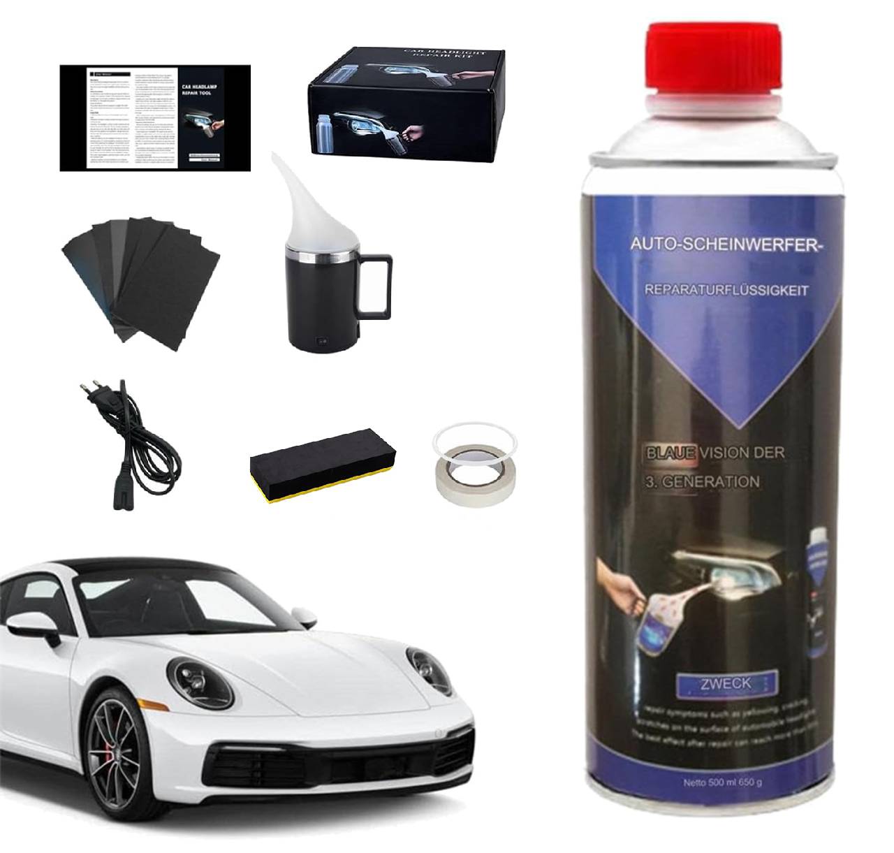 Sada Pro Regeneraci Automobilových Světlometů Oprava Lamp 500 ml kapalina