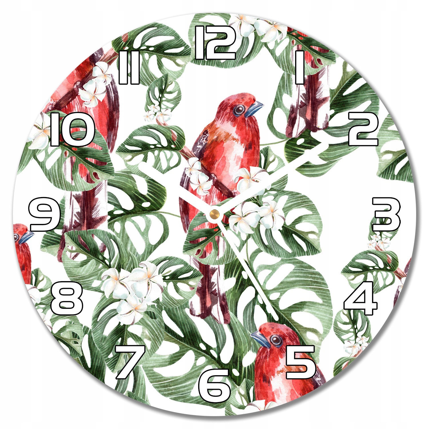 

Nowoczesny wiszący zegar Papuga w dżungli f30 cm