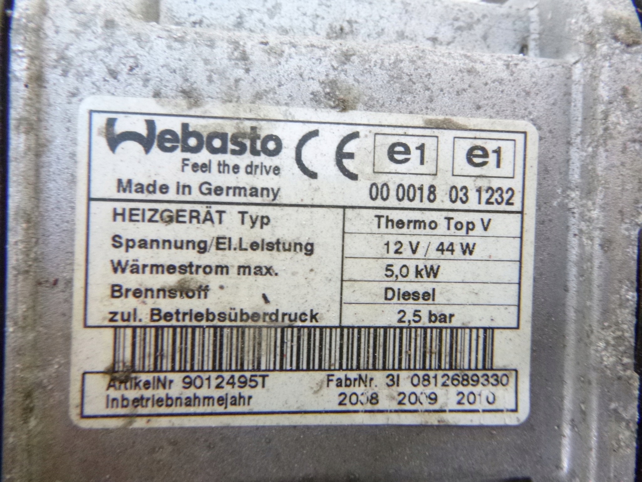 Webasto heating Thermo Top V Ford Mondeo MK4 S-Max 2.0 TDCi 9012495T