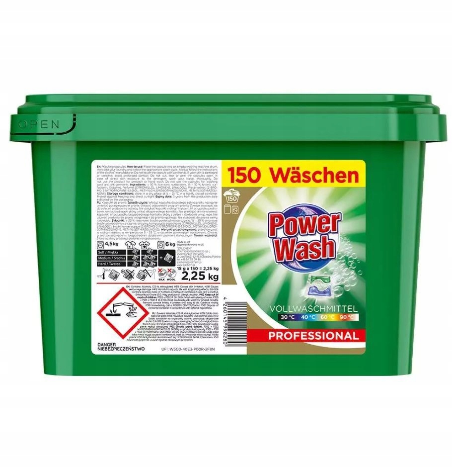 Power Wash kapsułki do prania białych i kolorowych tkanin Uniwersal 150 szt