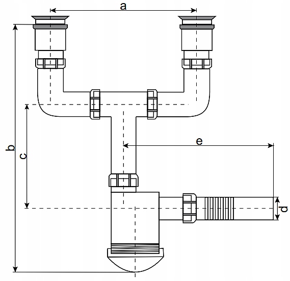 SYFON ZLEW PODWÓJNY Z PRZELEWEM PLASTIKOWE SITKO Marka Hydroland