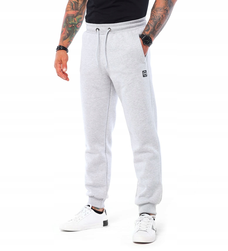 Octagon Pánské Tepláky Small Logo Grey Šedé XXL