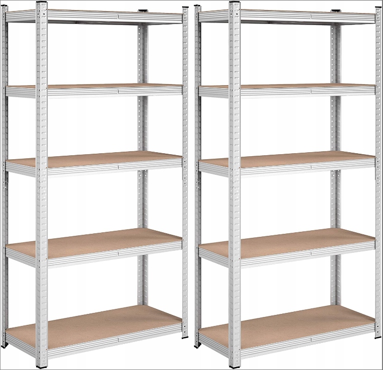 Robustný regál, Sada 2 Kusov pre vysoké zaťaženie do 875 kg 40x90x180 cm strieborný