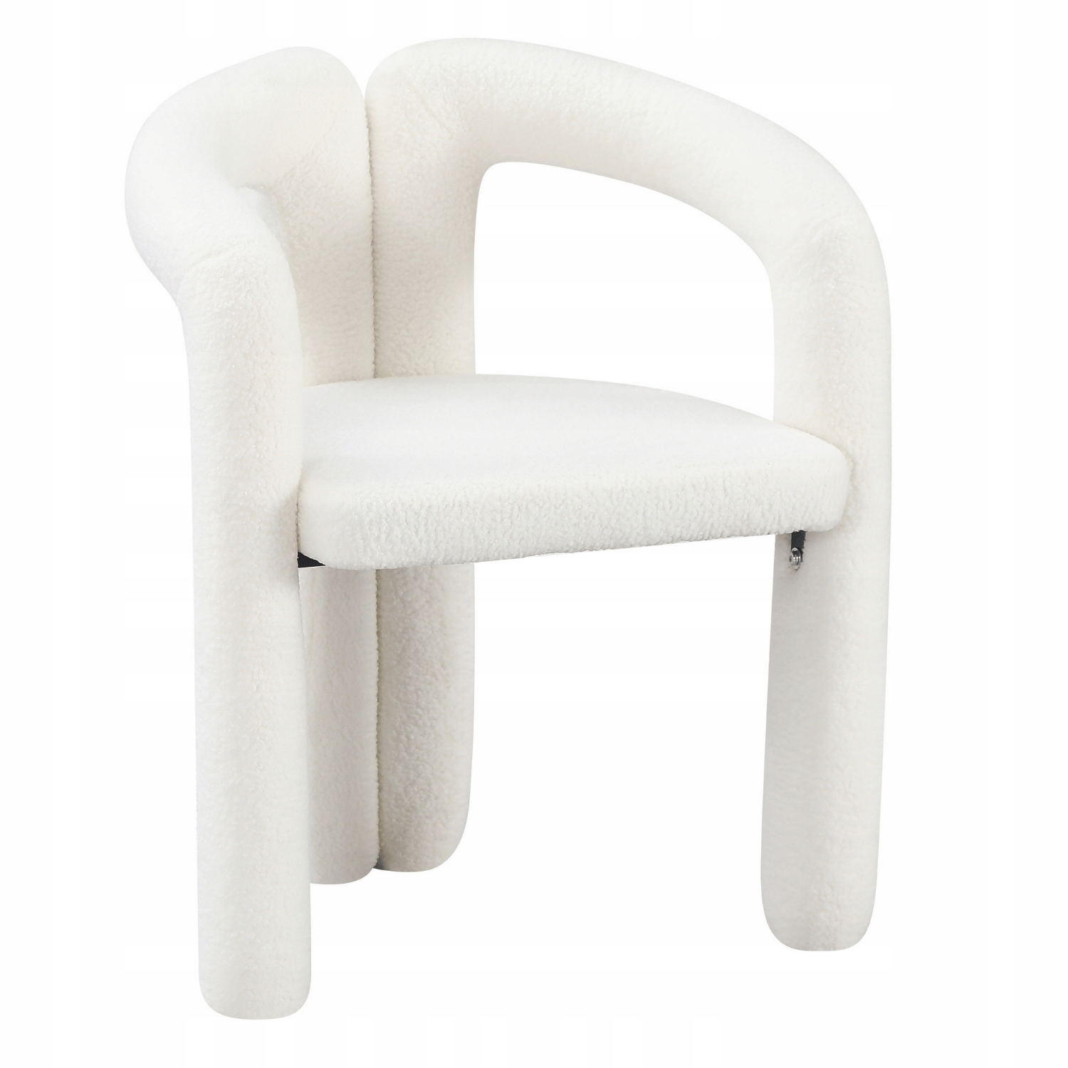 Pluszowe Krzesło Tapicerowane Designerskie Aurora Baranek Boucle Krem Ecru