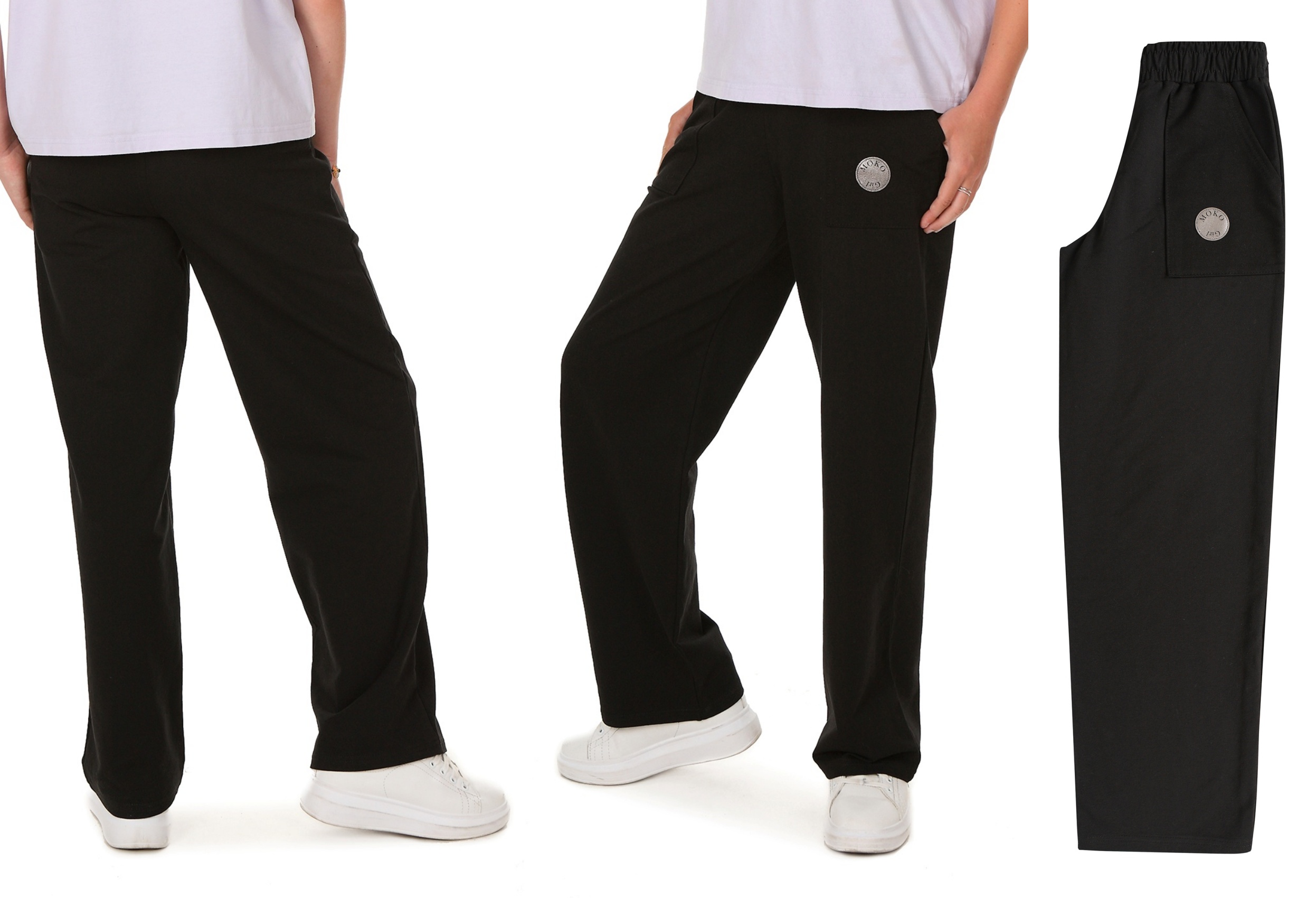 Spodnie dresowe SZEROKA NOGAWKA Wide Leg czarne r.170 Produkt PL Marka Maja