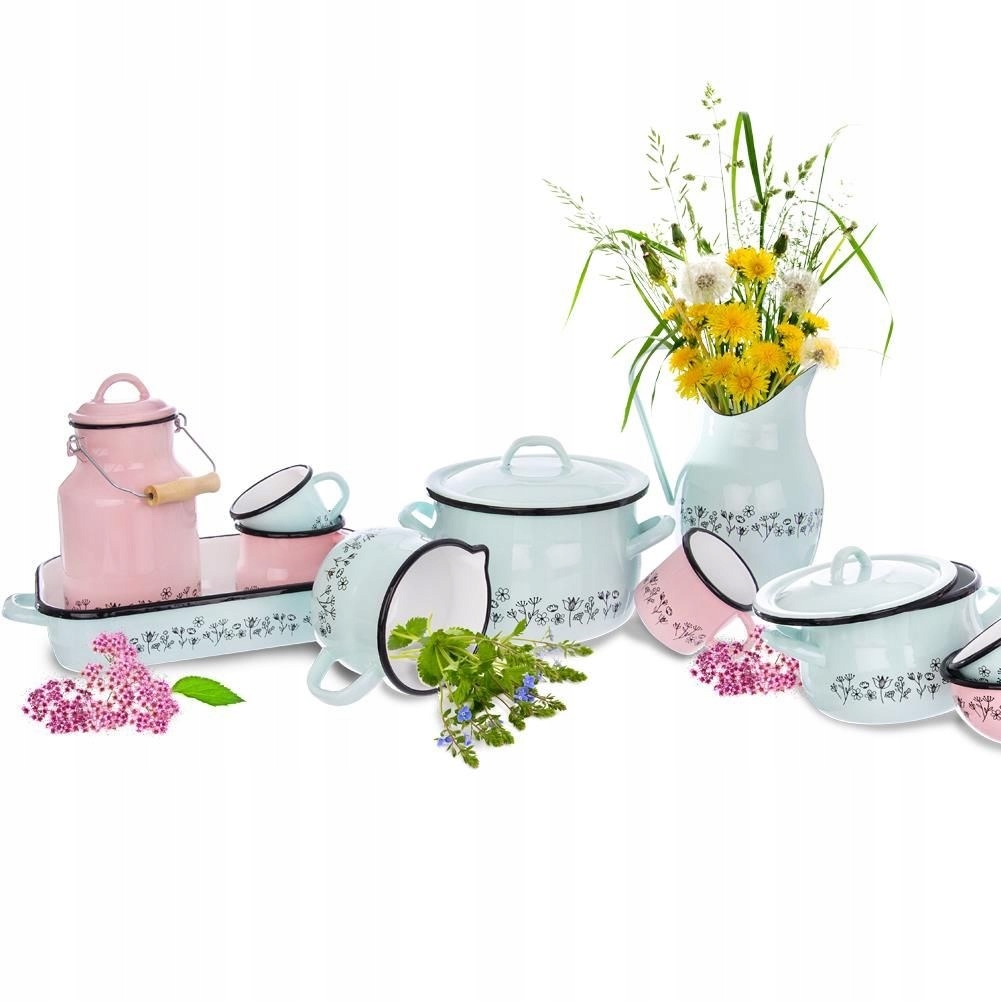 Kubek garnuszek emaliowany retro 0,4L KWIATY Informacje dodatkowe możliwość mycia w zmywarce