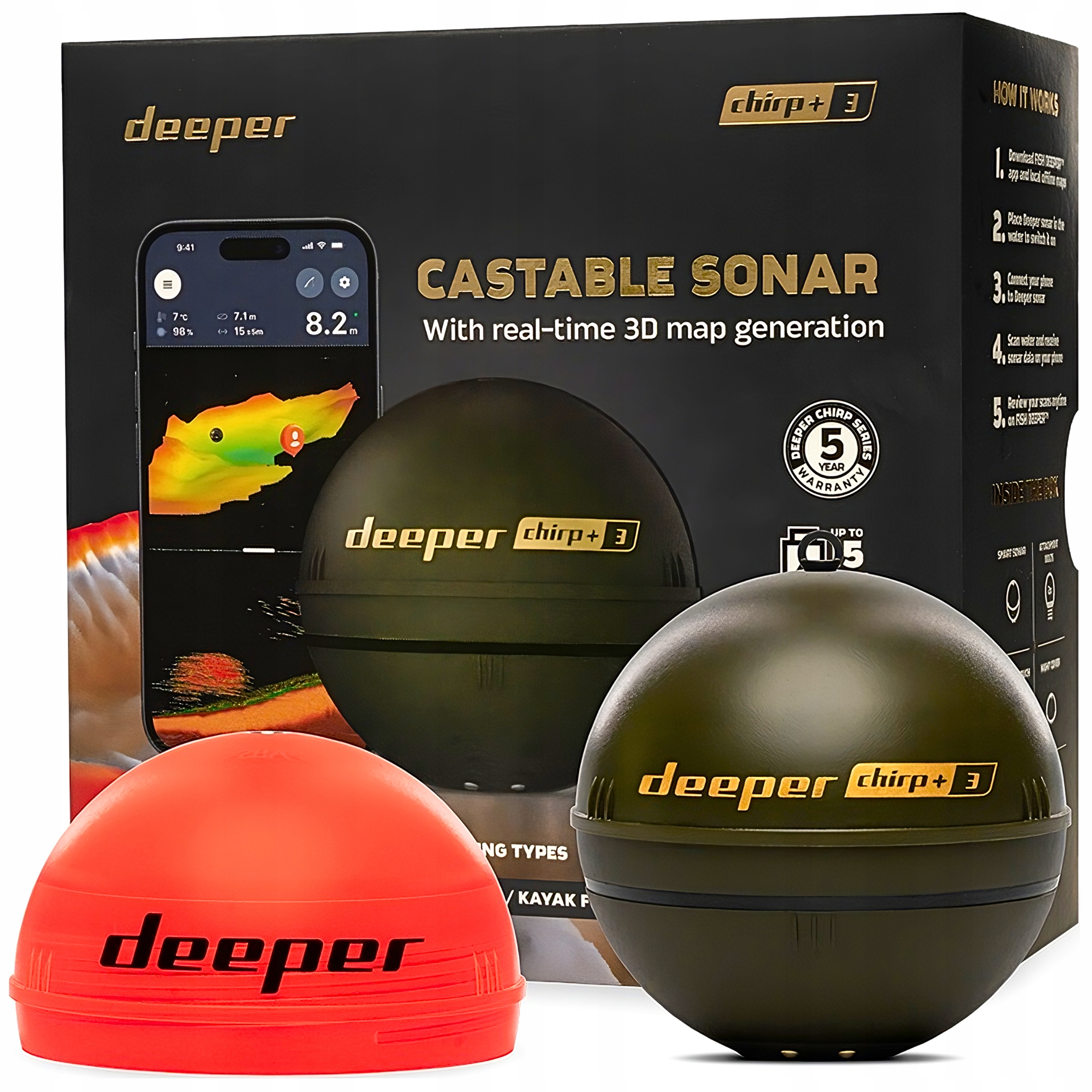 Echosonda Wędkarska Deeper Smart Sonar Chirp Plus 3 Gps Batymetria 3D Pro