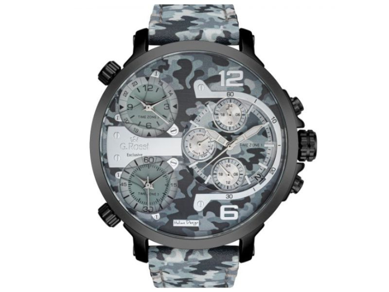 Pánské hodinky s maskáčový koženým řemínkem, dárek pro více datumovka