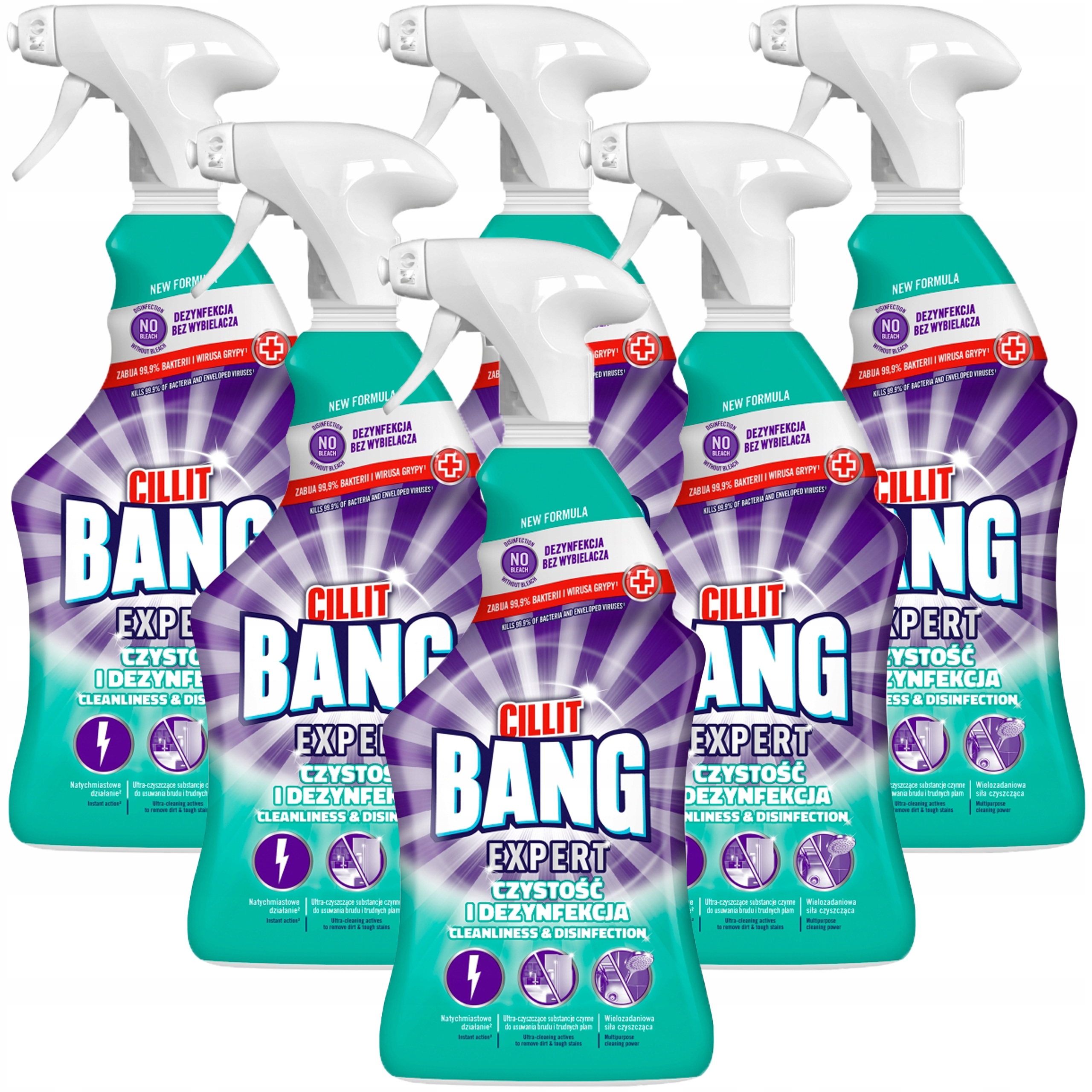 Levně Cillit Bang Čistící a dezinfekční sprej eliminuje bakterie a viry 6 x 750 ml
