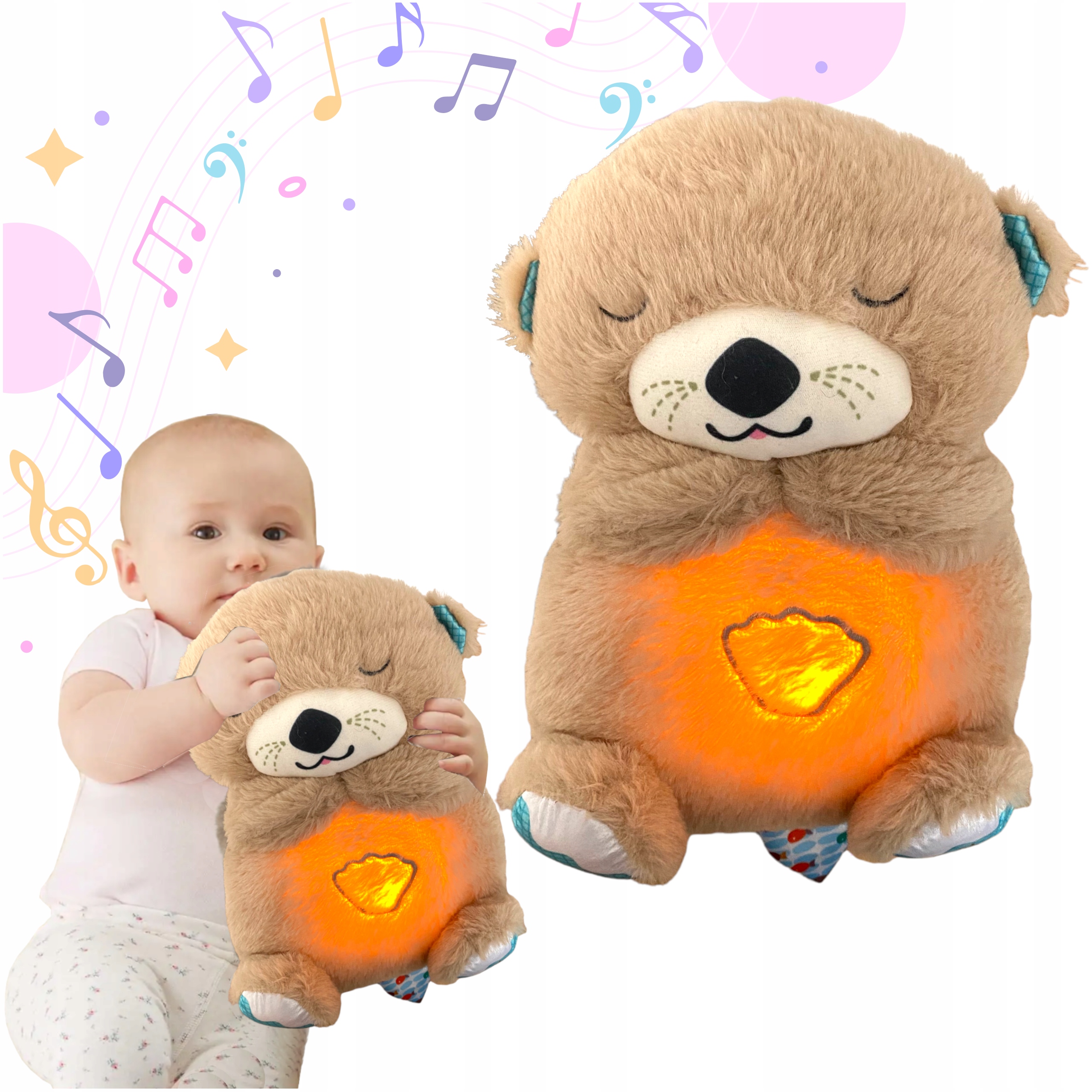 Wydra przytulanka ODDYCHAJĄCA szumiś usypianka dla dziecka interaktywna