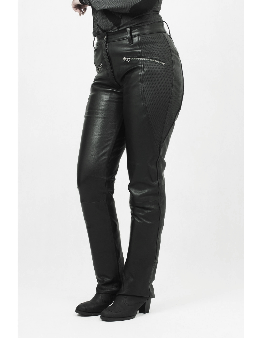 DAMSKIE PROSTE SPODNIE SKÓRZANE PERFORACJA SSD012 Producent Rypard