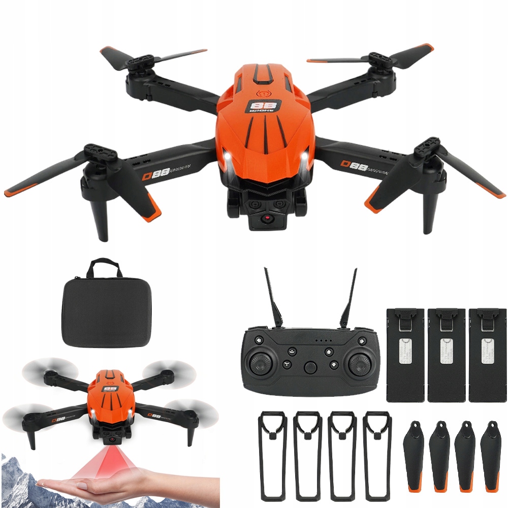 D88 Dron Vznášení Pro WiFi Pouzdro 2 Kamery Led Hd 3 Akumulátory Sada Dárek