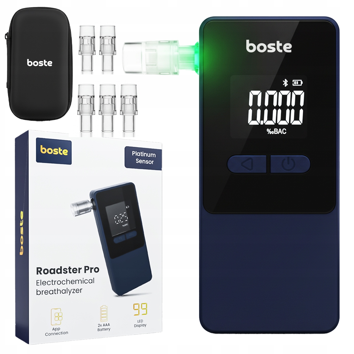 Boste Elektrochemický Alkohol Tester Profesionální Přesný Náustky Aplikace