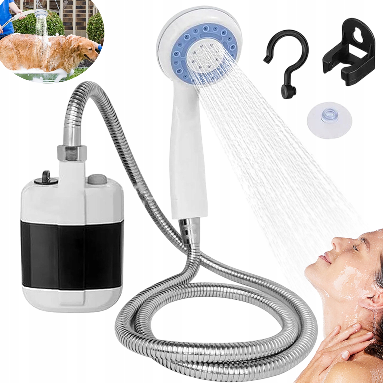 Kempingová sprcha turistická elektrická sprcha s pumpičkou a hadicí 1.5 m