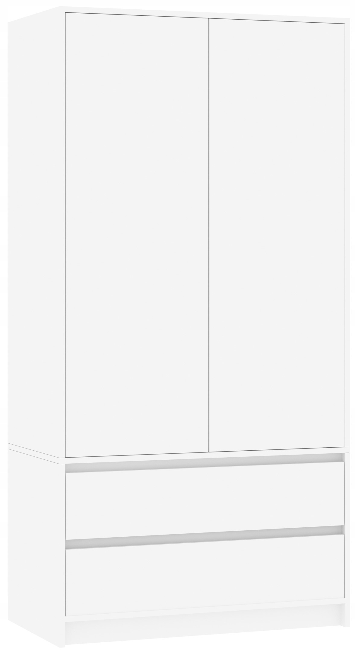 Szafa garderoba 90cm 2d 2szuflady biała B-9 Wysokość mebla 180 cm