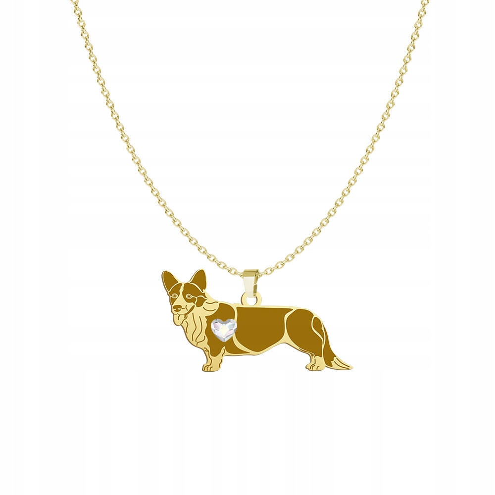 Zlatý náhrdelník z Welsh Corgi Cardigan Stříbro 925 Dárek Gravírování Bonus