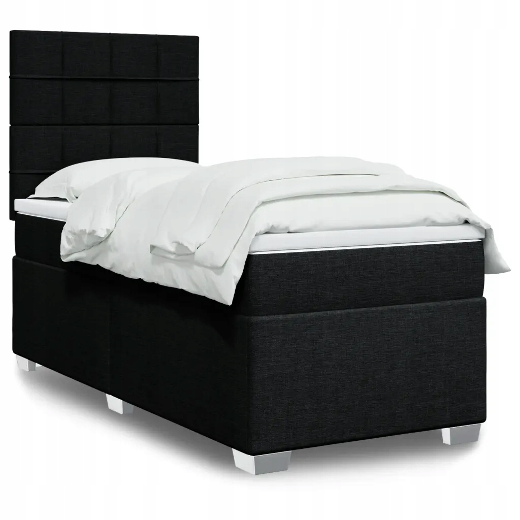 Box spring postel s matrací černá 90x200 cm textil Černý 3292673