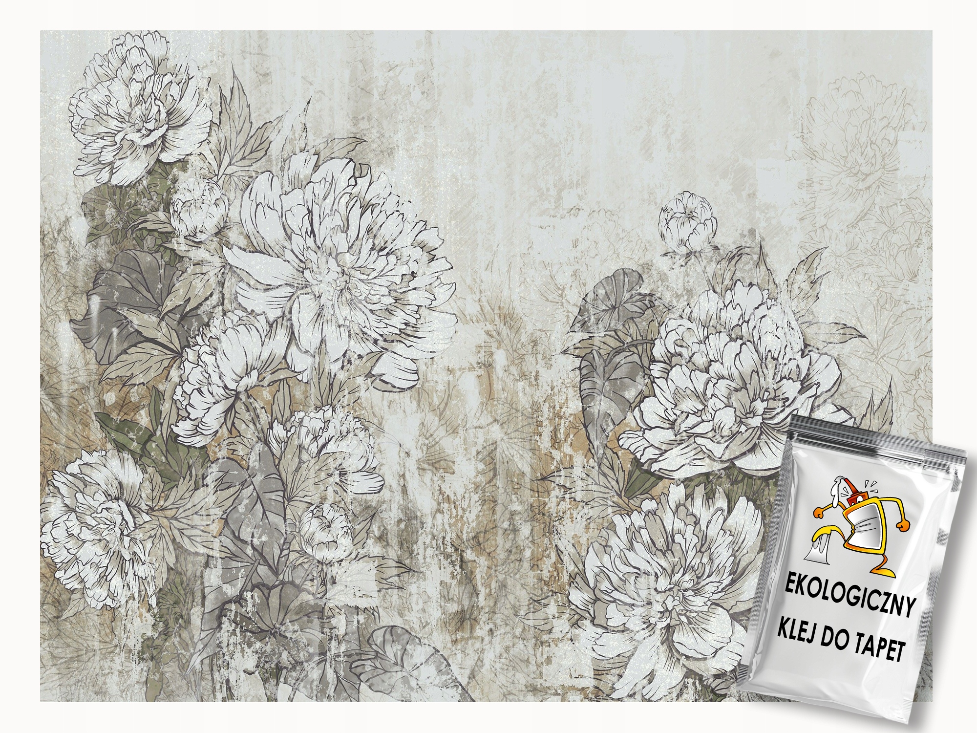 Fototapeta Flizelina Příroda Květiny Pivoňky Chryzantémy Vintage 350x250 lepidlo