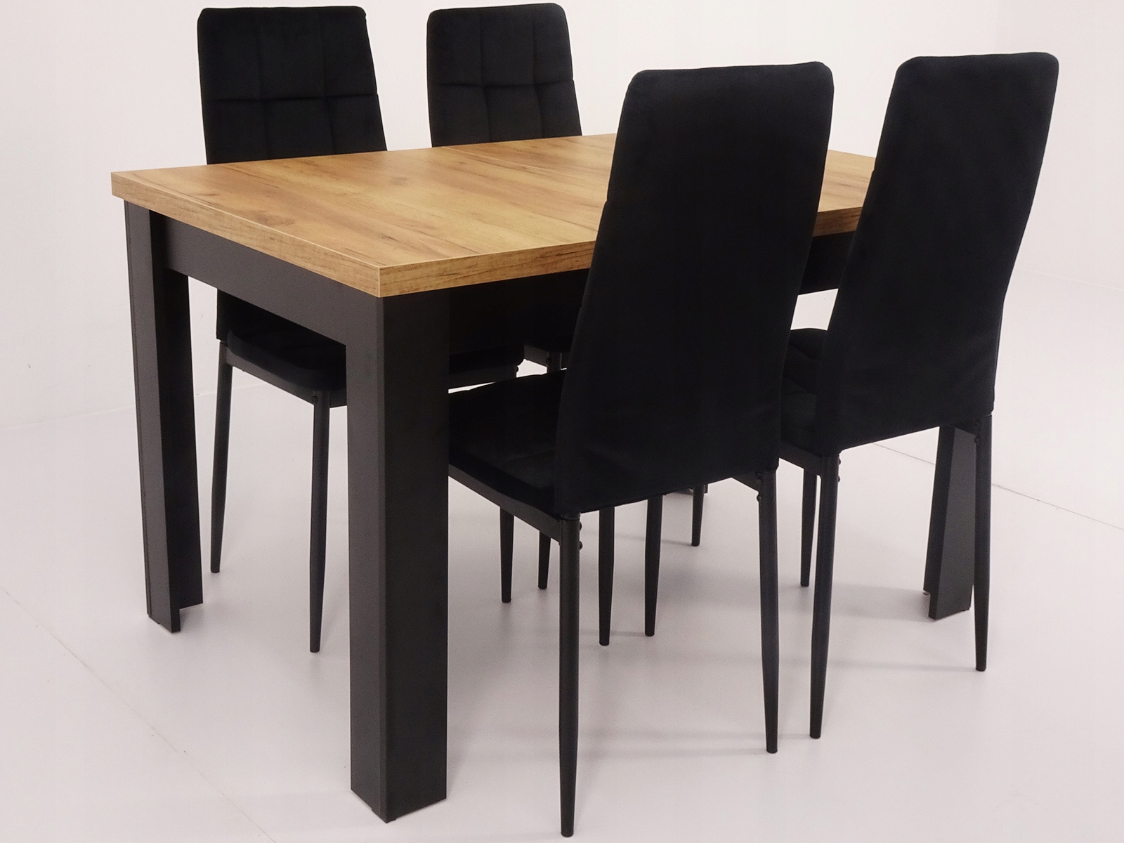 ZESTAW KUCHENNY Stół 120 i 4 krzesła CZARNE WELUR Kod producenta IK-07 + C-2
