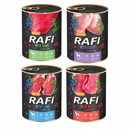 Levně Rafi Dolina Noteci Plechovka pes mix nejlepších příchutí bez obilovin 12 x 800 g