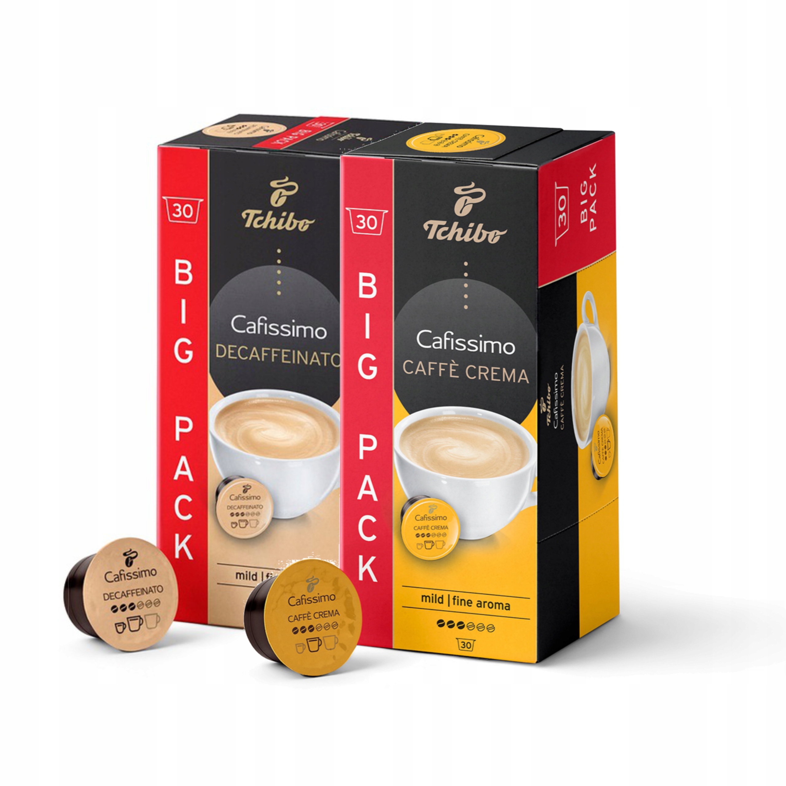 Tchibo Kawa Cafissimo Caffe Crema Fine Aroma 30Kaps./ Decaffeinato 30Kaps.